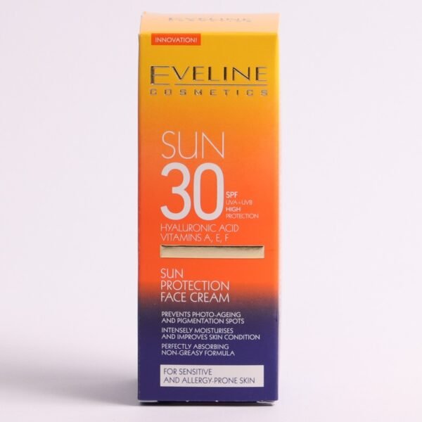 Eveline Sun Protection Face Cream SPF 30+ UVA & UVB Intensely Moisturising with Hyaluronic Acid 50ml - Image 5