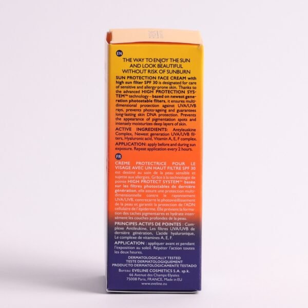 Eveline Sun Protection Face Cream SPF 30+ UVA & UVB Intensely Moisturising with Hyaluronic Acid 50ml - Image 6