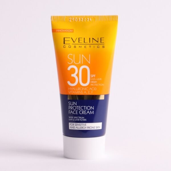 Eveline Sun Protection Face Cream SPF 30+ UVA & UVB Intensely Moisturising with Hyaluronic Acid 50ml - Image 2