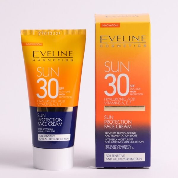Eveline Sun Protection Face Cream SPF 30+ UVA & UVB Intensely Moisturising with Hyaluronic Acid 50ml - Image 4