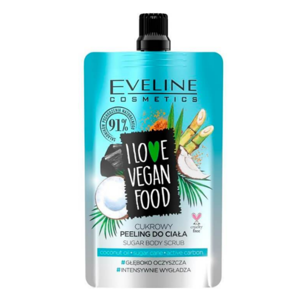 Eveline I Love Vegan Food Sugar Body Scrub Coconut Oil Detox 75ml Expires 08/2023