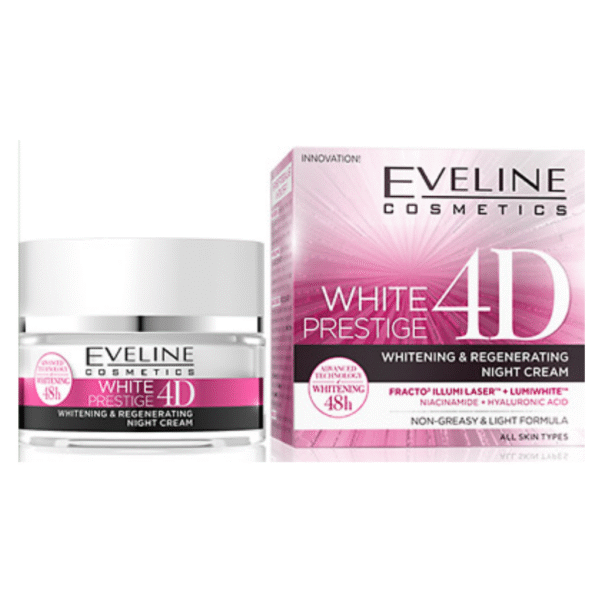 Eveline White Prestige 4D Night Cream Whitening & Regenerating with Hyaluronic Acid 50ml