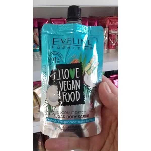 Eveline I Love Vegan Food Sugar Body Scrub Coconut Oil Detox 75ml Expires 08/2023 - Image 5