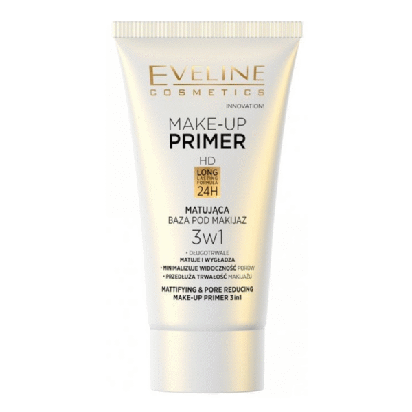 Eveline Mattifying & Pore Reducing Makeup Primer 3 in 1 HD Long Lasting Formula 24H 30ml