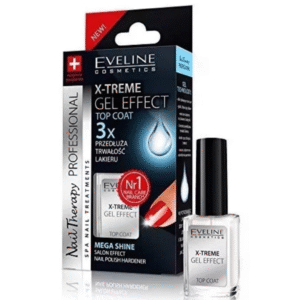 Eveline X-Treme Gel Effect Nail Polish Hardener Top Coat with Liquid Glass 12ml