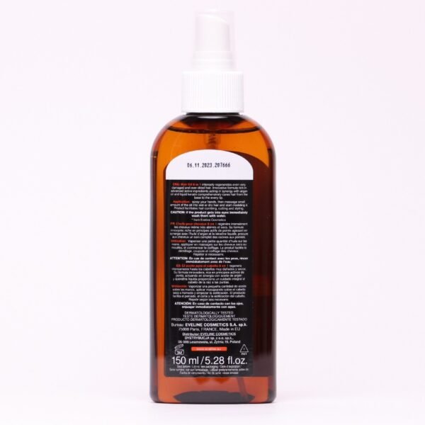 Eveline Argan and Keratin Exclusive Hair Oil 8 in 1 Elixir of Gold Intense Regeneration 150ml - Image 3