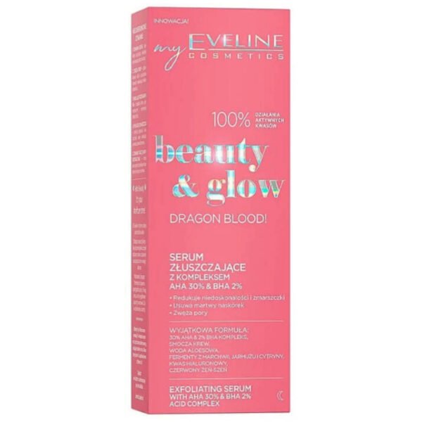 Eveline Beauty & Glow Dragon Blood Exfoliating Face Serum with 30% AHA & 2% BHA Complex 18ml