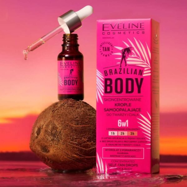 Eveline Brazilian Body Self Tanning Concentrated Drops Face and Body 18ml - Image 2