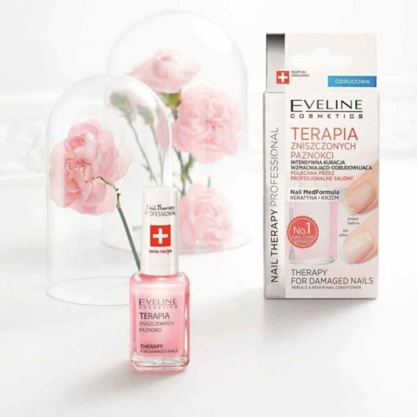 Eveline Damaged Nails Rebuild & Repair Nail Conditioner with Keratin & Silica Nail Therapy 12ml - Image 2