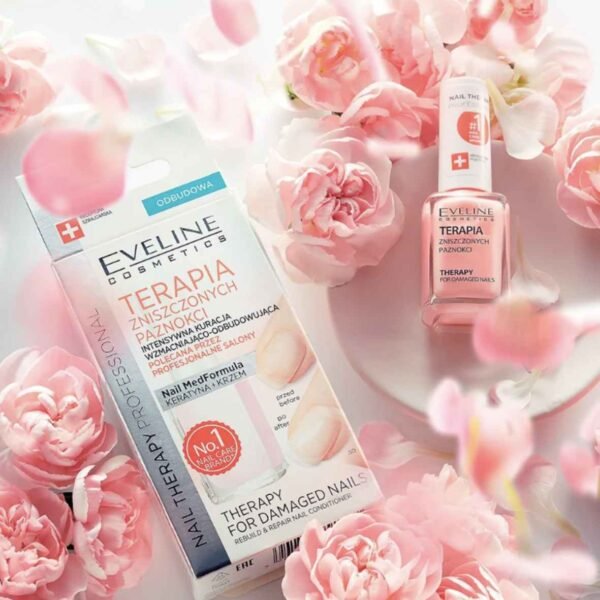Eveline Damaged Nails Rebuild & Repair Nail Conditioner with Keratin & Silica Nail Therapy 12ml - Image 3