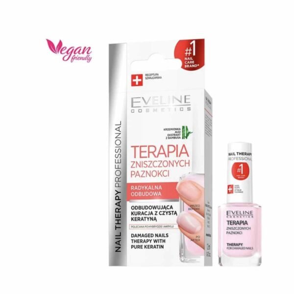Eveline Damaged Nails Rebuild & Repair Nail Conditioner with Keratin & Silica Nail Therapy 12ml - Image 4