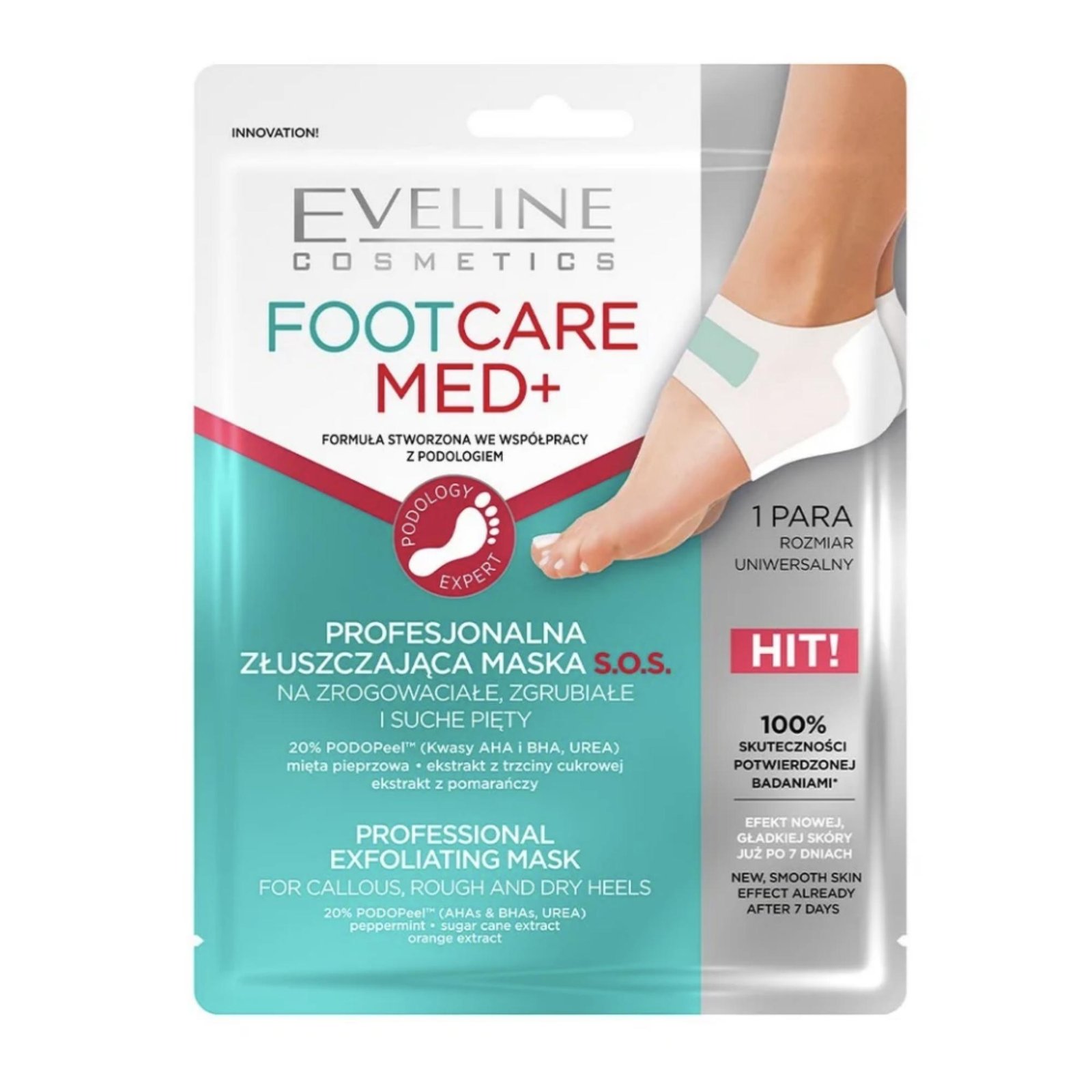 Eveline Footcare Med+ Exfoliating Mask for Callous Rough and Dry Heels 1 Pair Expires 30/03/2024