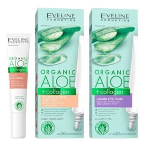 Eveline Organic Aloe and Collagen Liquid Eye Pads Reduce Dark Circles Wrinkles 15ml