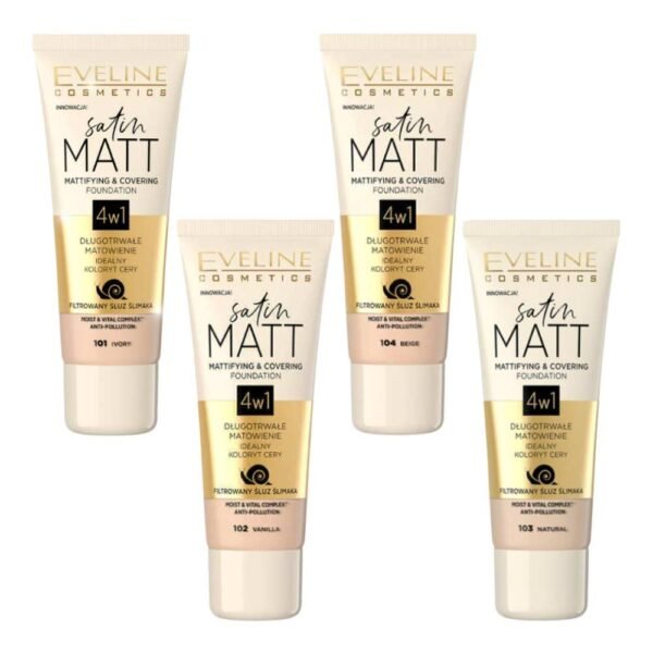 Eveline Satin Matt Mattifying and Covering Foundation 4 in 1 Anti-Pollution 30ml