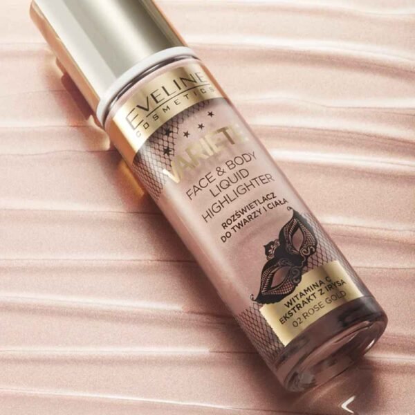 Eveline Variete Liquid Highlighter for Face and Body 02 Rose Gold 30ml - Image 3