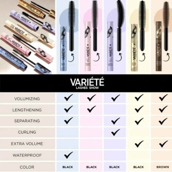 Eveline Variete Lashes Show Mascara Full Volume and Ultra Length 10ml - Image 4